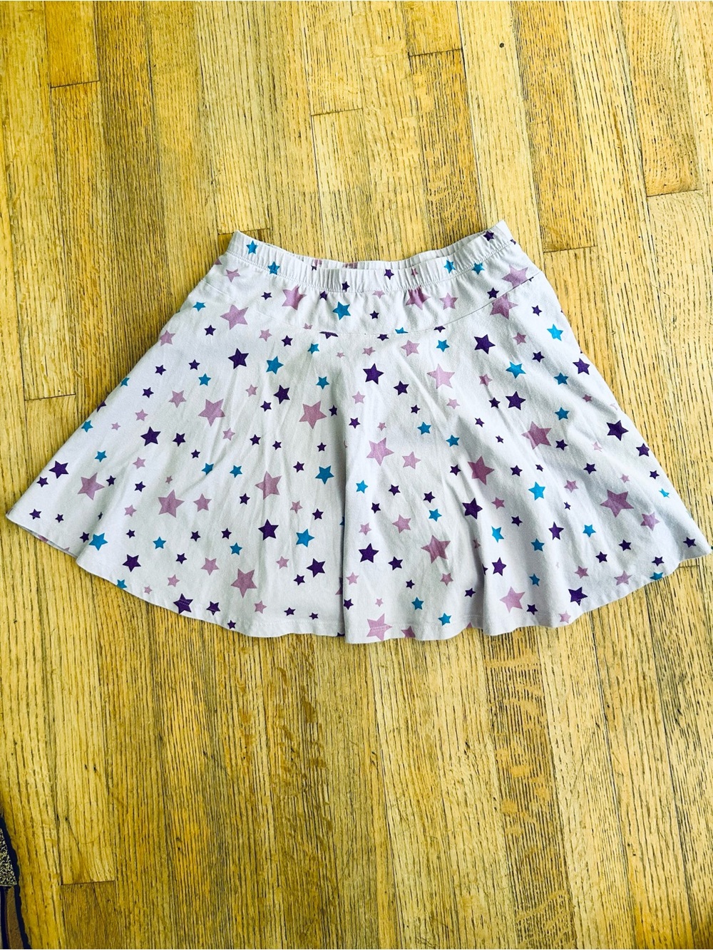Lands' End Purple Lavender Blue Stars Elastic Waistband 100% Cotton Skort L 14 - Picture 8 of 8